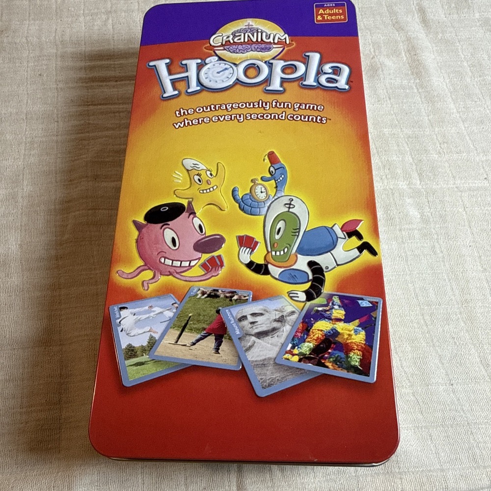 Cranium Hoopla Card Game 100% Complete 2004 Timer Works Award Winner Tin